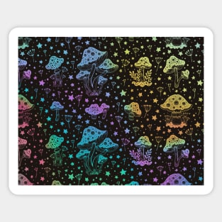 Mushroom Moon Pattern in Rainbow Sticker